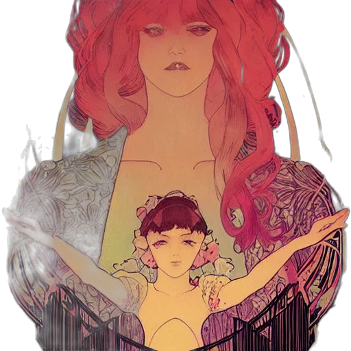 vaporwave, concept art, fantasy art, comic book art transparent PNG cut-out