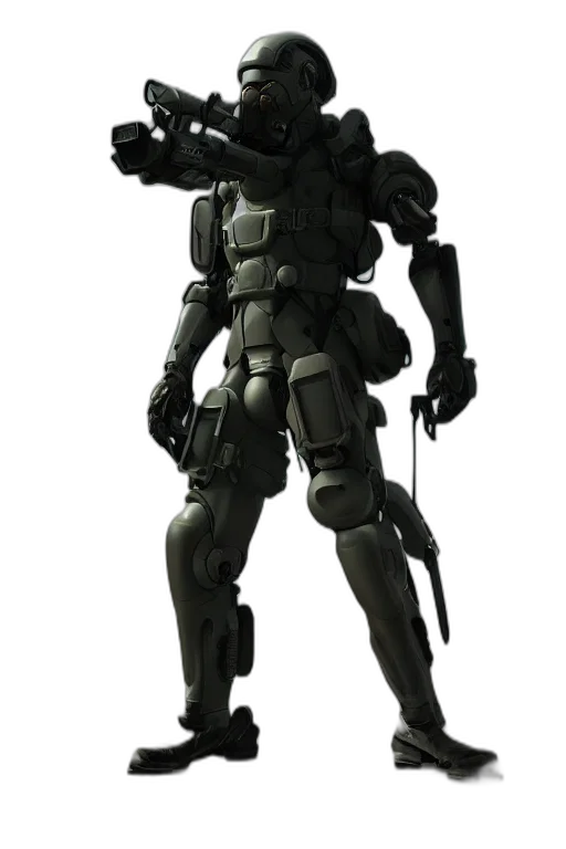 robot, weapon, concept art, 3d render transparent PNG cut-out