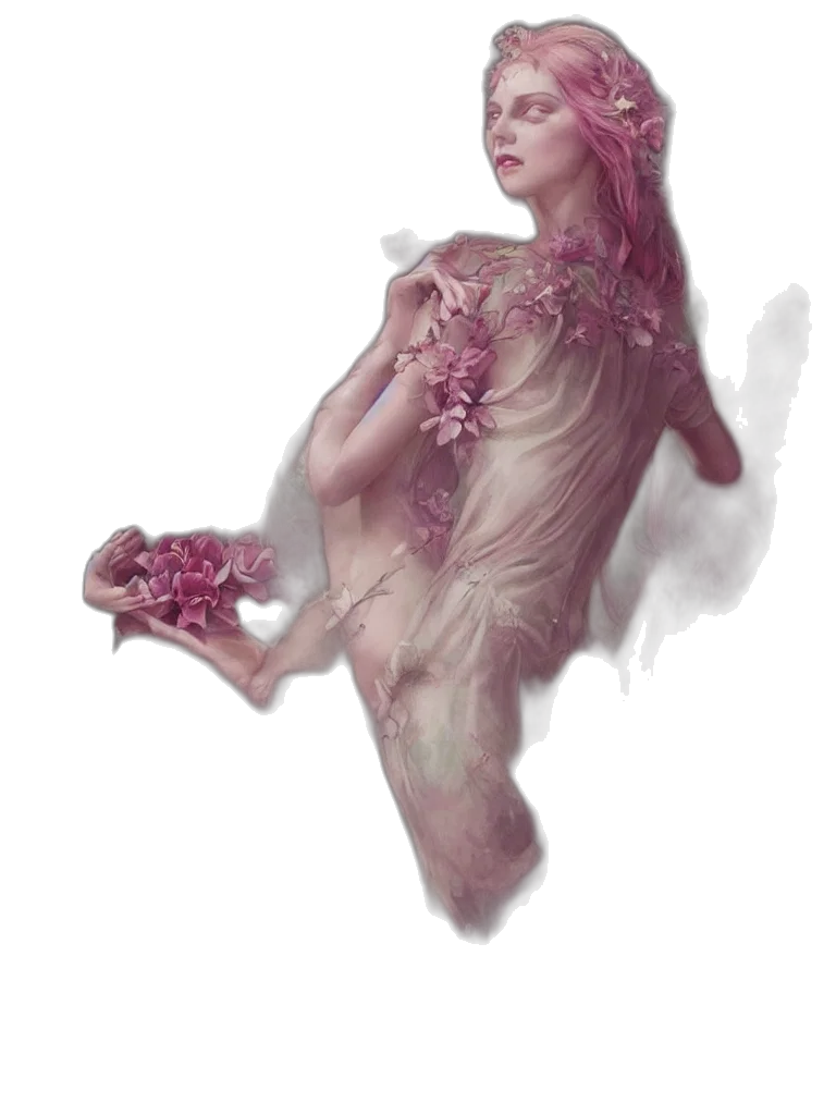 dress, creature, crown, flower transparent PNG cut-out