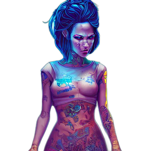 dress, robot, cyberpunk, fantasy art transparent PNG cut-out