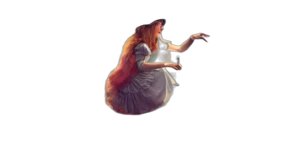 dress, hair, dragon, creature transparent PNG cut-out