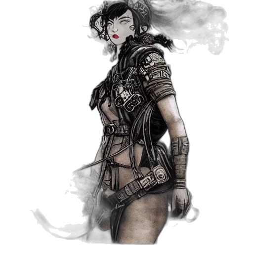 concept art, fantasy art, comic book art, cyberpunk transparent PNG cut-out