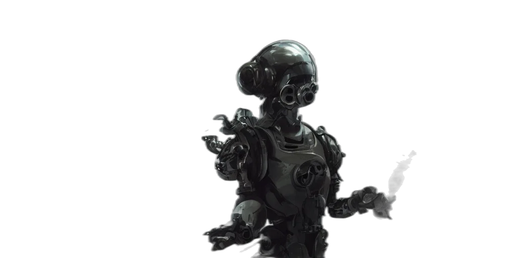 robot, concept art, 3d render, cyberpunk transparent PNG cut-out