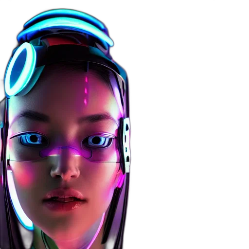 robot, face, cyberpunk, concept art transparent PNG cut-out