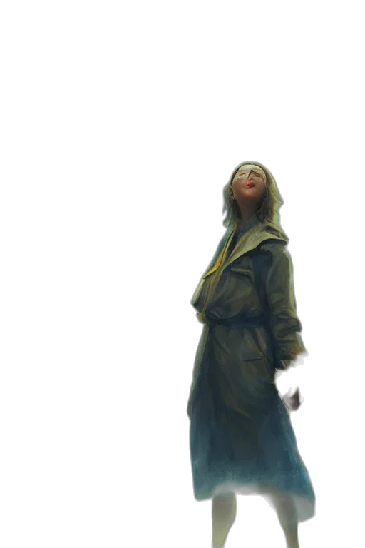jacket, dress, creature, staff transparent PNG cut-out