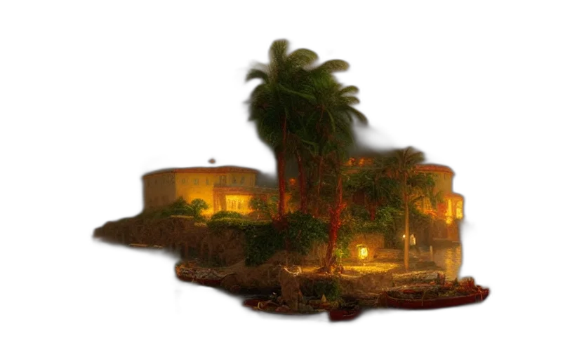 building, tree, weapon, 3d render transparent PNG cut-out