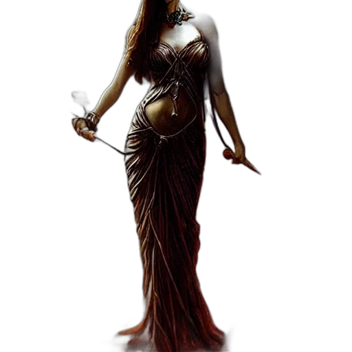 dress, jewelry, staff, fantasy art transparent PNG cut-out