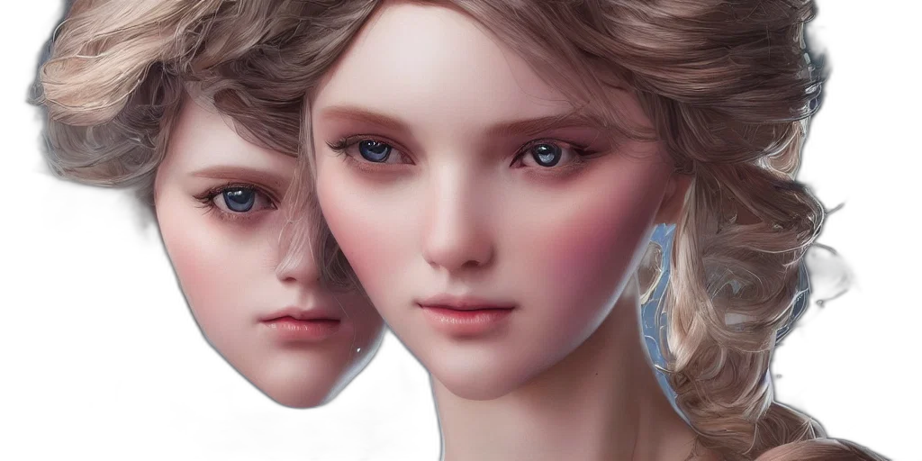 face, hair, jewelry, photorealistic transparent PNG cut-out