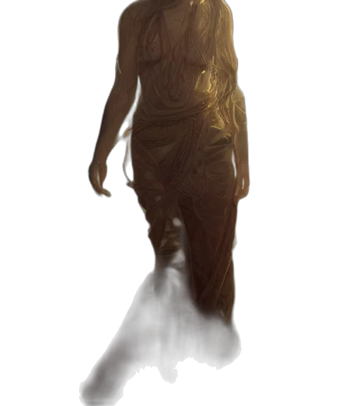 dress, creature, mask, staff transparent PNG cut-out