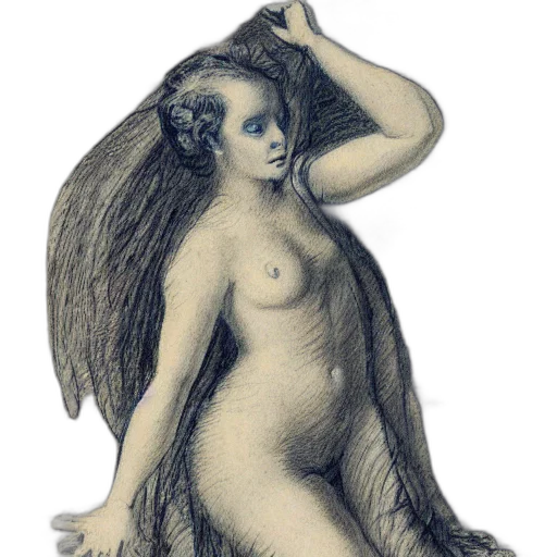 hair, creature, dress, staff transparent PNG cut-out