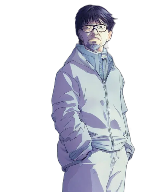 jacket, staff, face, creature transparent PNG cut-out