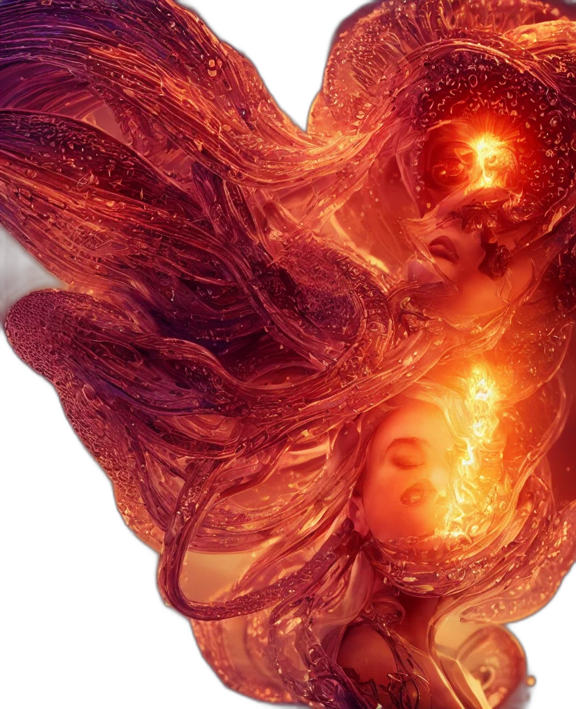 hair, concept art, photorealistic, fire transparent PNG cut-out