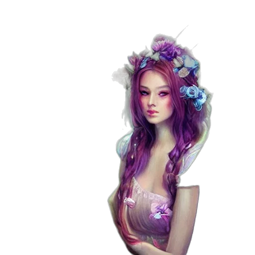 dress, crown, flower, fantasy art transparent PNG cut-out