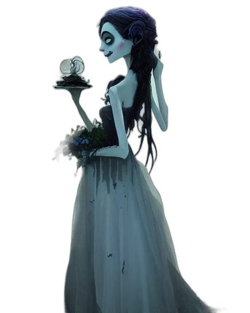 dress, staff, flower, mask transparent PNG cut-out