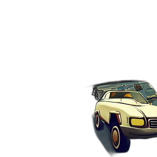 car, concept art, 3d render, pixel art transparent PNG cut-out