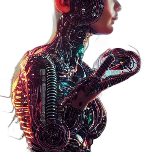 robot, cyberpunk, concept art, 3d render transparent PNG cut-out