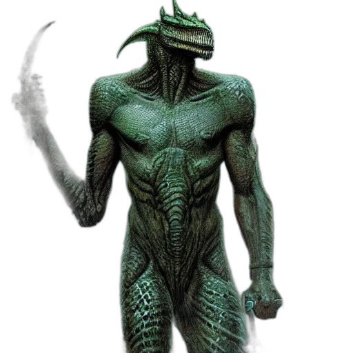 creature, dragon, mask, staff transparent PNG cut-out