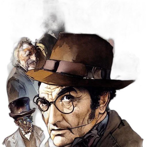 hat, face, comic book art, concept art transparent PNG cut-out