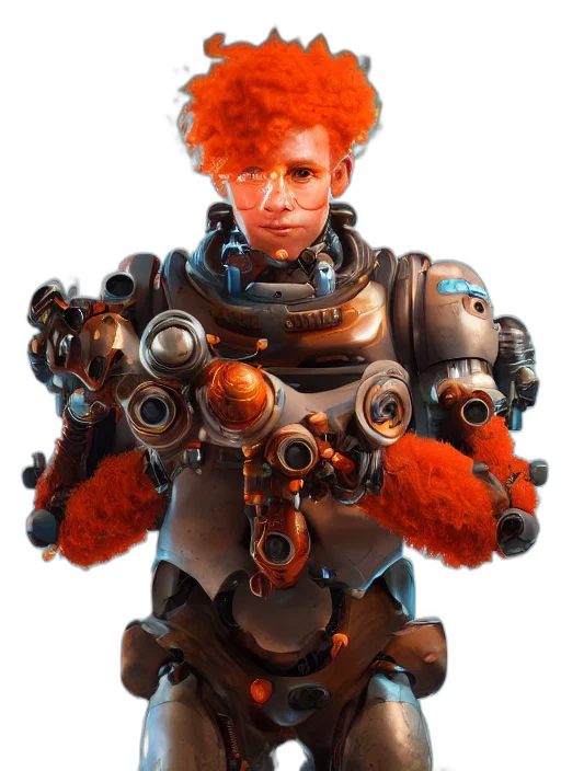 robot, weapon, staff, hair transparent PNG cut-out