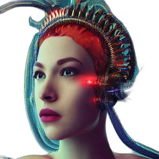 robot, crown, face, creature transparent PNG cut-out