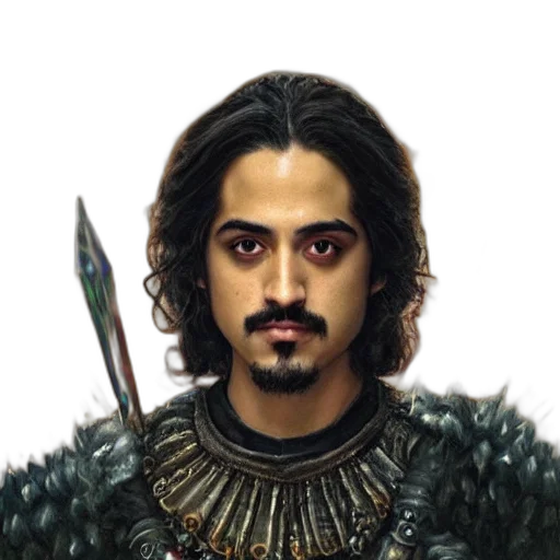 sword, face, staff, fantasy art transparent PNG cut-out