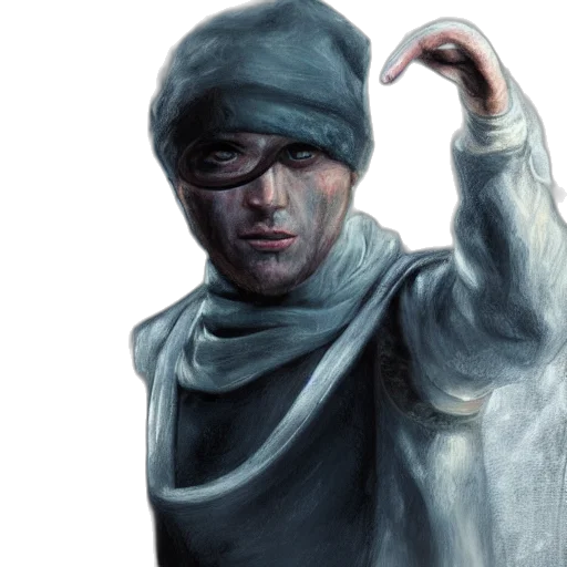 face, mask, jacket, concept art transparent PNG cut-out