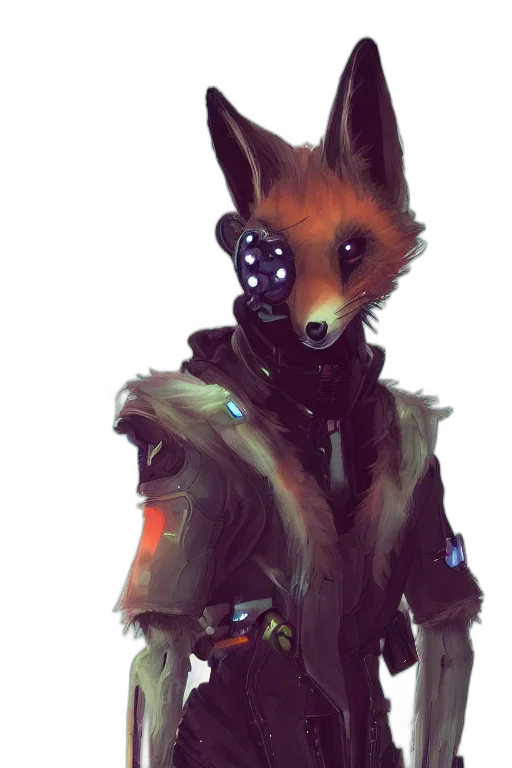 jacket, mask, staff, robot transparent PNG cut-out