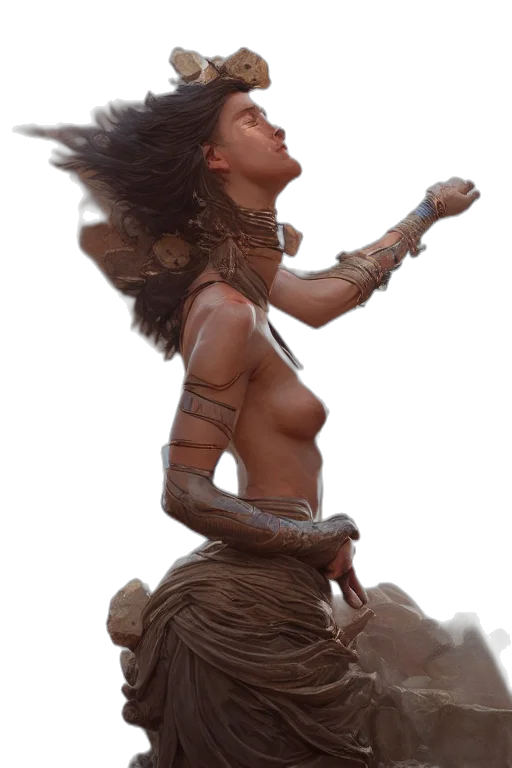 sword, creature, staff, hair transparent PNG cut-out