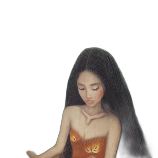 dress, hair, jewelry, watercolor transparent PNG cut-out