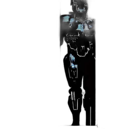 robot, staff, mask, cyberpunk transparent PNG cut-out