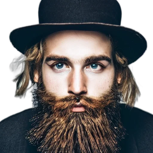 hat, hair, face, photorealistic transparent PNG cut-out