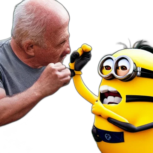 minion, fighting, old, man transparent PNG cut-out
