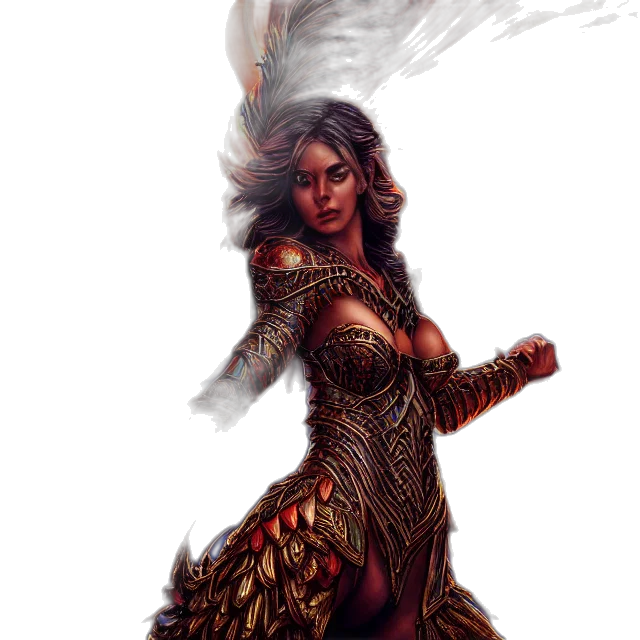 dragon, staff, dress, sword transparent PNG cut-out
