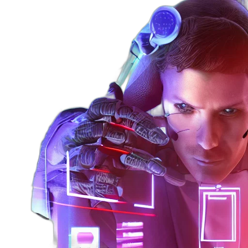 robot, cyberpunk, concept art, vaporwave transparent PNG cut-out