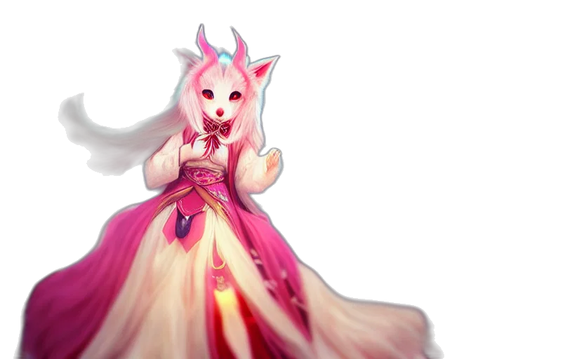 dress, dragon, creature, staff transparent PNG cut-out