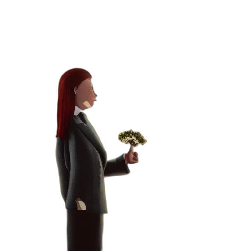 staff, dress, flower, 3d render transparent PNG cut-out