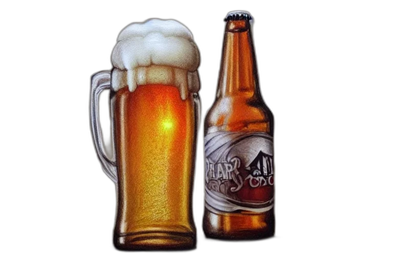bottle, photorealistic, 3d render, beer transparent PNG cut-out