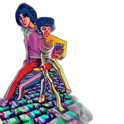 comic book art, pixel art, vaporwave, cyberpunk transparent PNG cut-out
