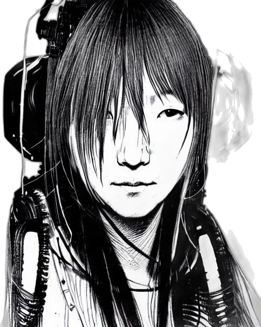 face, staff, comic book art, cyberpunk transparent PNG cut-out