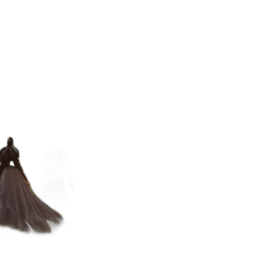 dress, hair, crown, staff transparent PNG cut-out