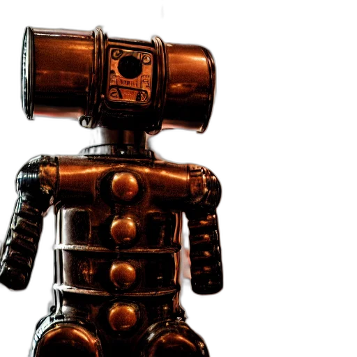 robot, 3d render, concept art, steampunk transparent PNG cut-out