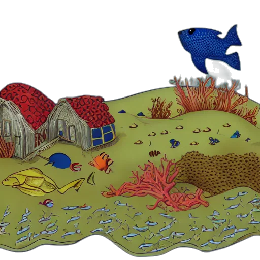 concept art, 3d render, underwater, forest transparent PNG cut-out