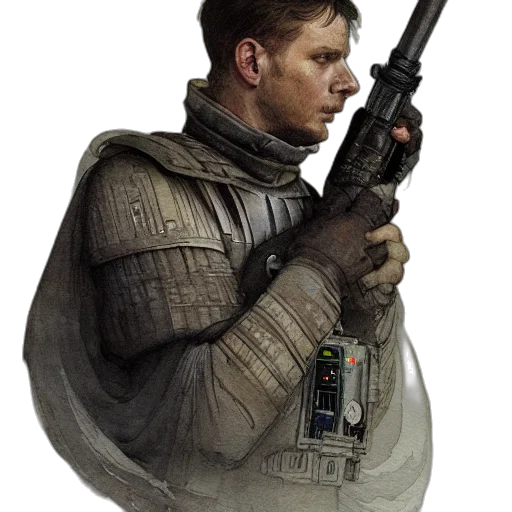 weapon, jacket, staff, concept art transparent PNG cut-out