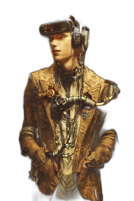 jacket, robot, staff, face transparent PNG cut-out