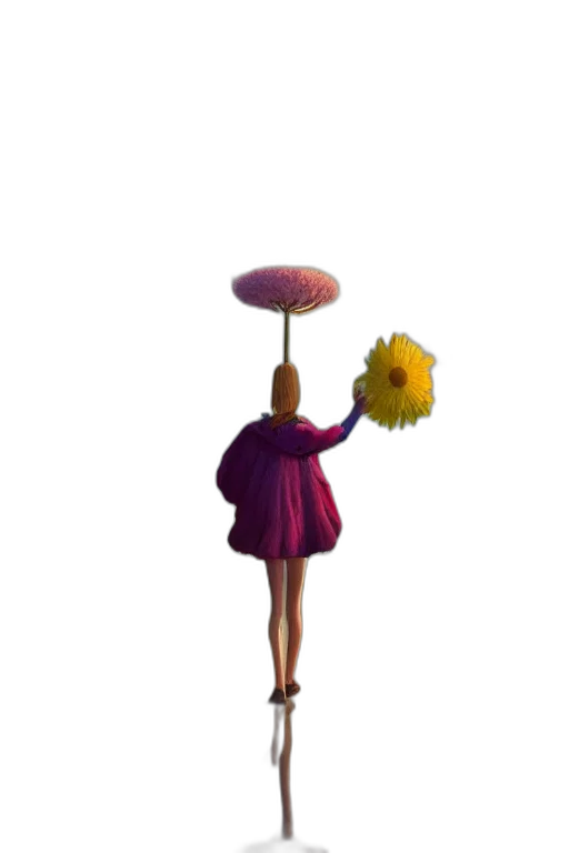 umbrella, hat, dress, staff transparent PNG cut-out