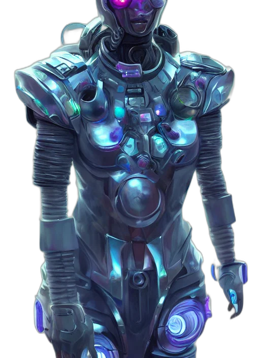 robot, staff, concept art, cyberpunk transparent PNG cut-out