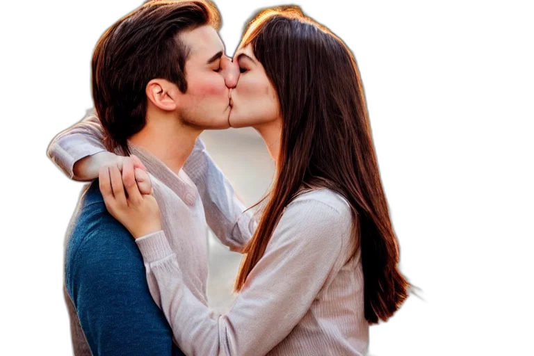 photorealistic, girl, kiss, man transparent PNG cut-out