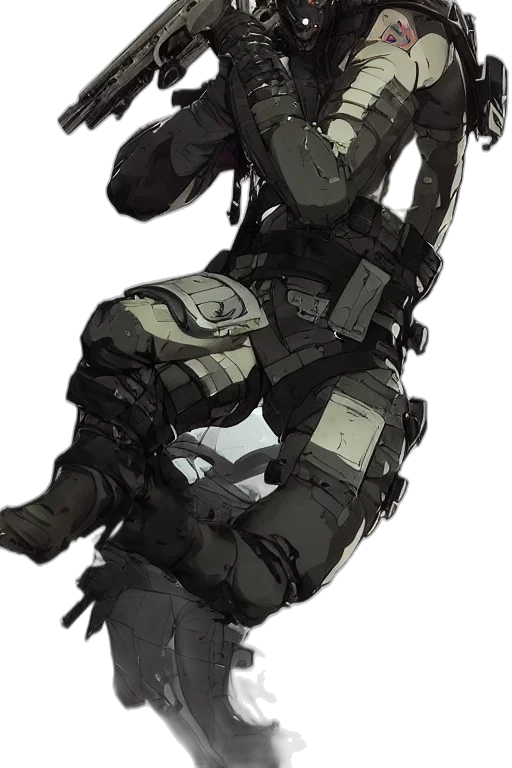 weapon, robot, mask, jacket transparent PNG cut-out