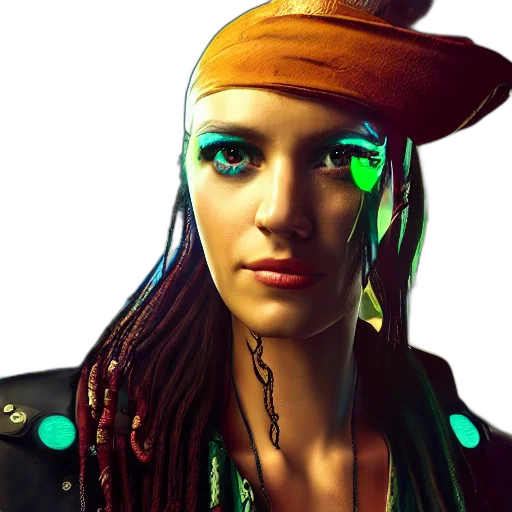 face, jewelry, cyberpunk, fantasy art transparent PNG cut-out