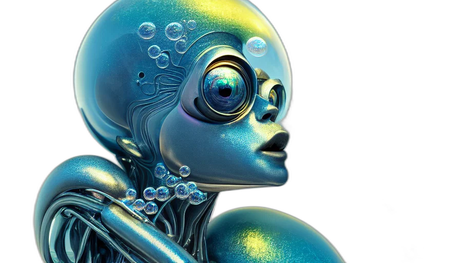 robot, cyberpunk, concept art, 3d render transparent PNG cut-out